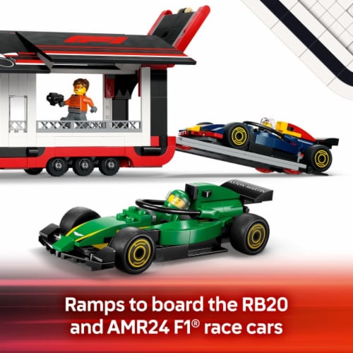 LEGO City F1 Truck with RB20 & AMR24 F1 Car Toys 60445 Perspective: right