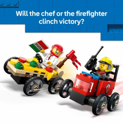 LEGO City Pizza vs. Fire Truck Race Car Pack Building Toy 60458 Perspective: right