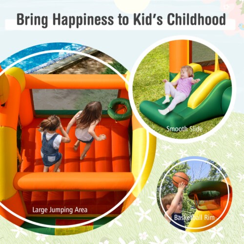 Inflatable Bounce Castle Jumping House Kids Playhouse w/ Slide & 735W Blower Perspective: right