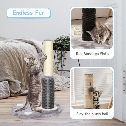 Gymax 20.5'' Tall Cat Scratching Post Claw Scratcher w/ Sisal Rope & Plush Ball Perspective: right