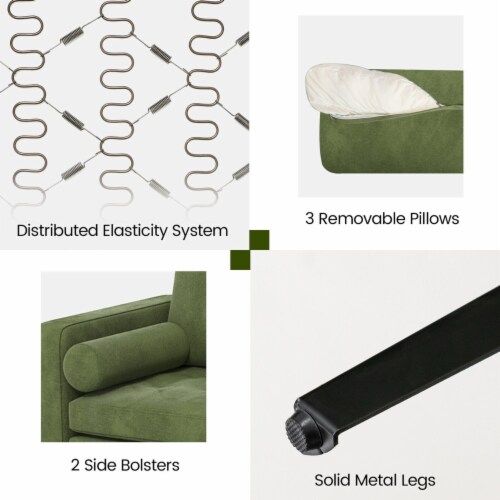 Upholstered Modular 3-Seater Sectional Sofa Couch w/ 2 Bolsters USB Ports & Socket Perspective: right