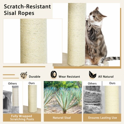 77.5'' Cat Tree Condo Multi-Level Kitten Activity Tower w/ Sisal Posts Perspective: right