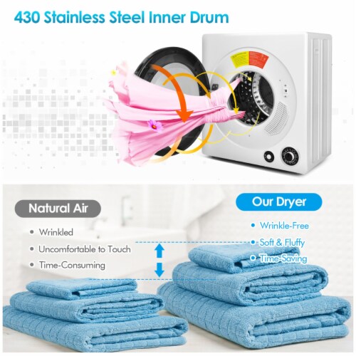 13.2 lbs Electric Tumble Compact Laundry Dryer Stainless Steel Tub 1350 W Perspective: right