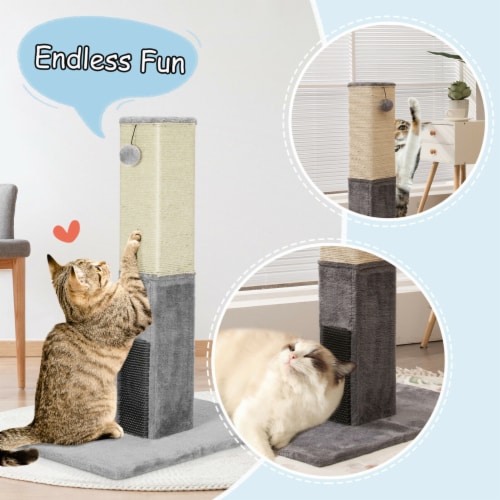 Gymax 31'' Tall Cat Scratching Post Claw Scratcher w/ Sisal Rope & 2 plush Ball Perspective: right
