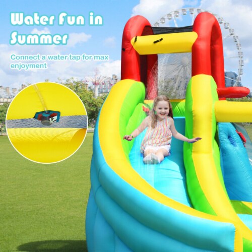 Inflatable Kids Water Slide Jumper Bounce House Splash Water Pool W/ 480W Blower Perspective: right