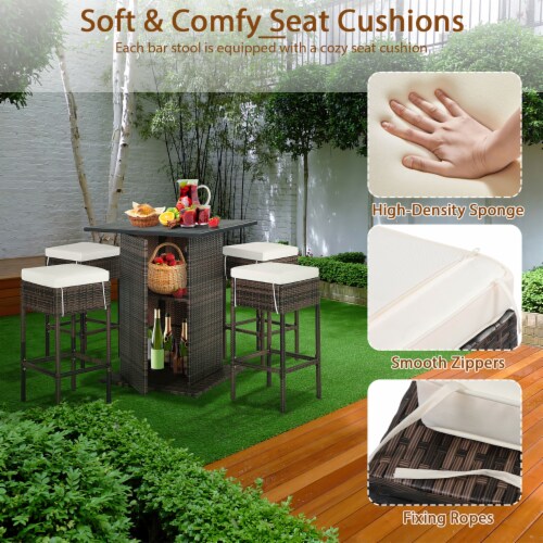 Outsunny 5 piece outdoor discount patio rattan bar set