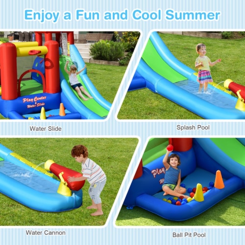 Gymax Kids Inflatable Bounce House Castle 9 in 1 Water Slide Park Without Blower Perspective: right