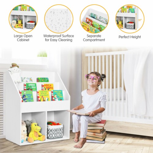 Kids Wooden Bookshelf Bookcase Children Toy Storage Cabinet