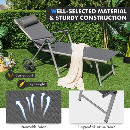 2PCS Patio Recliner Chair Outdoor Adjustable Folding Chaise Lounge