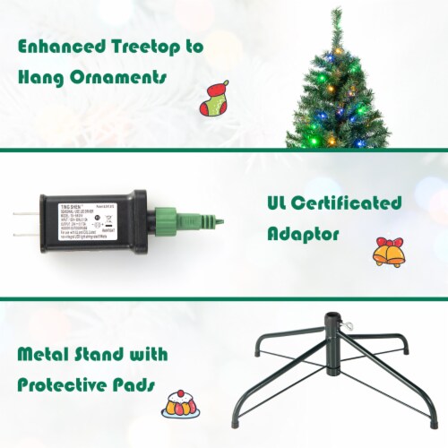 7FT PreLit Hinged Artificial Christmas Tree Decor Tree 3Minute Quick