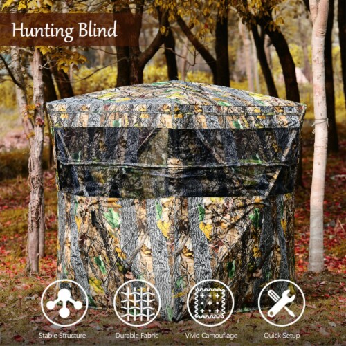 Gymax 3 Person Portable Hunting Blind Surround View Pop-Up Tent w/ Slide Mesh Window Perspective: right