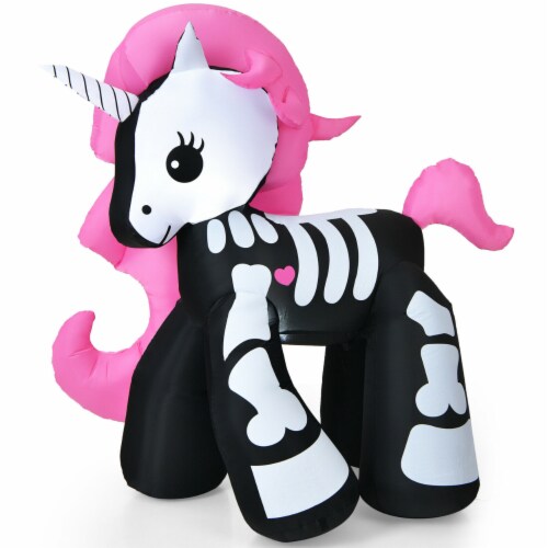 5.5ft Inflatable Skeleton Unicorn Halloween Decoration w/ Built-in LED Lights Perspective: right