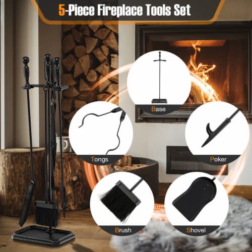 Amish Handmade Antler Handle Wrought Iron Fireplace Tools | Chairish