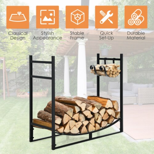 33'' Firewood Rack W/ Removable Kindling Holder Steel Fireplace Wood Perspective: right