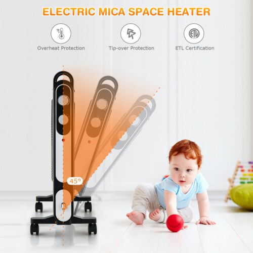 1500W Mica Heater Portable Electric Space Heater w/ Overheat Protection Perspective: right