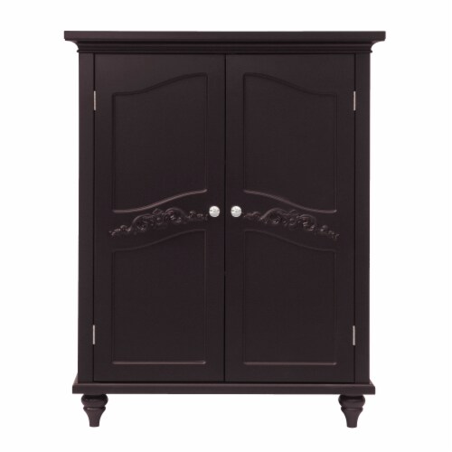 Elegant Home Fashions Wooden Bathroom Floor Storage Cabinet Room Space Saver Espresso Perspective: right