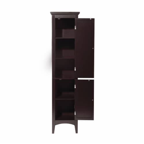 Elegant Home Fashions Wooden Bathroom Cabinet Standing Tall Unit Brown ELG-598 Perspective: right