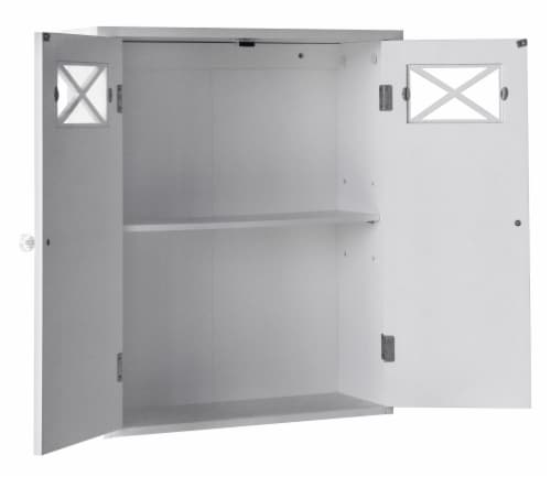 Elegant Home Fashions Wooden Bathroom Cross Molding Wall Storage Cabinet Space Saver, White Perspective: right