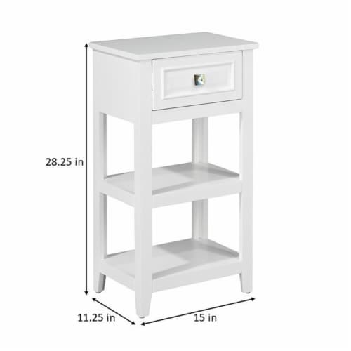 Elegant Home Fashions Wooden Bathroom Floor Storage Cabinet Space Saver Organizer, White Perspective: right