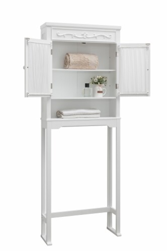 Elegant Home Fashions Bathroom Over the Toilet Cabinet with Adjust Storage Shelf White Perspective: right