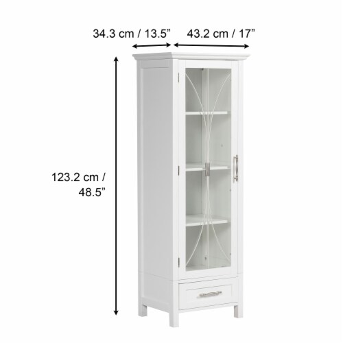 Elegant Home Fashions Wooden Bathroom Linen Cabinet Standing Tall Storage Space Saver, White Perspective: right
