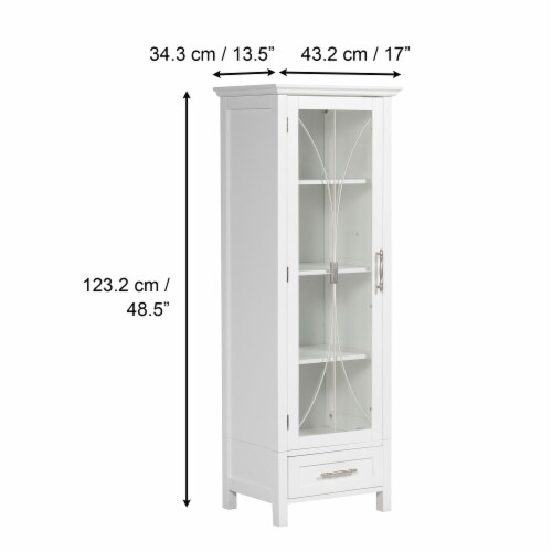 71 Wooden Tall Narrow Bathroom Floor Storage Towel Cabinet w/ Mirror,  White, 1 Unit - Kroger