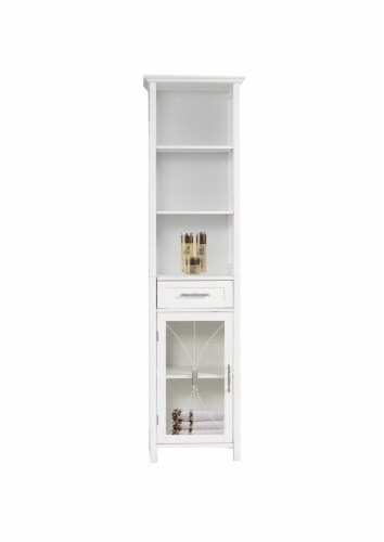 Elegant Home Fashions Wooden Bathroom Linen Cabinet Functional Storage Space Saver, White Perspective: right