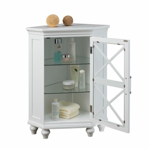 Elegant Home Fashions Wooden Bathroom Corner Floor Cabinet White ELG-631 Perspective: right