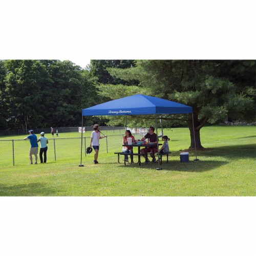 Tommy Bahama Patented Pop Up Canopy EZ Open Tent w/ Roller Bag Blue, 10 x 10' Perspective: right