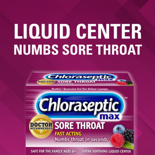Chloraseptic Max Strength Wild Berries Sore Throat Lozenges Perspective: right