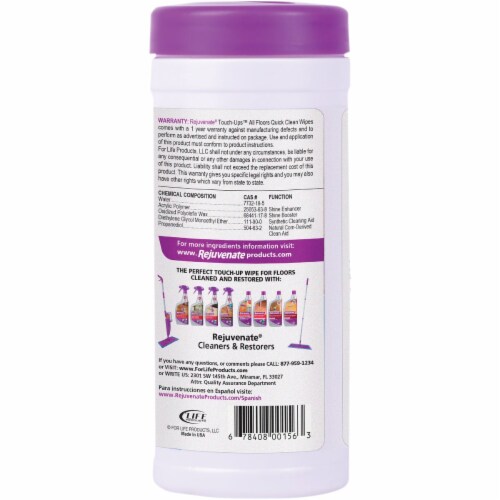 Rejuvenate Fiber Blend Cleaning Wipes 8 in. W x 7 in. L 30 pk - Total Qty: 1 Perspective: right