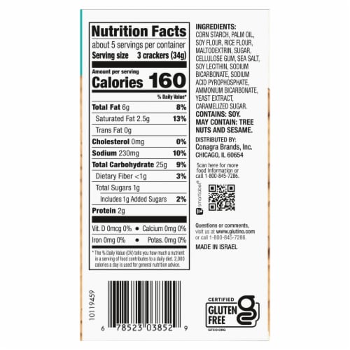 Glutino® Gluten Free Original Table Crackers Perspective: right