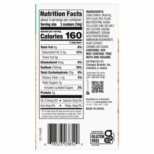 Glutino Gluten Free Original Table Crackers Perspective: right