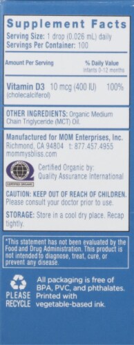Mommy's Bliss Organic Newborn+ Vitamin D Drops Perspective: right