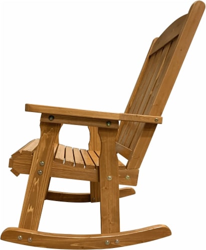 VINGLI Outdoor Wooden Rocking Chair With High Backrest, Solid Fir Wood Outdoor Rocking Chair Heavy Duty 600 Lbs Patio Rockers Indoor Outdoor Garden Yard Pa