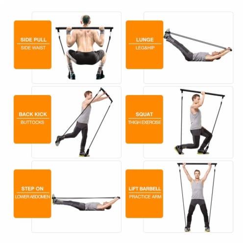 MALOOW Portable Pilates Bar with Adjustable Resistance Bands