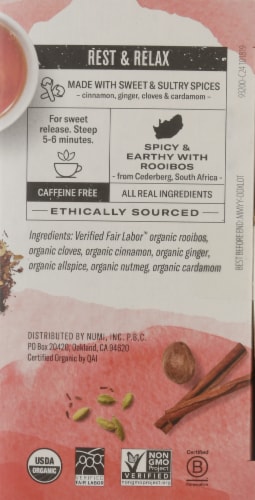 Numi Organic Spiced Rooibos Chai Tea Bags Perspective: right