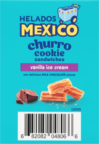 Helados Mexico™ Churro Cookie with Vanilla Ice Cream and Chocolate Pieces Sandwich Perspective: right