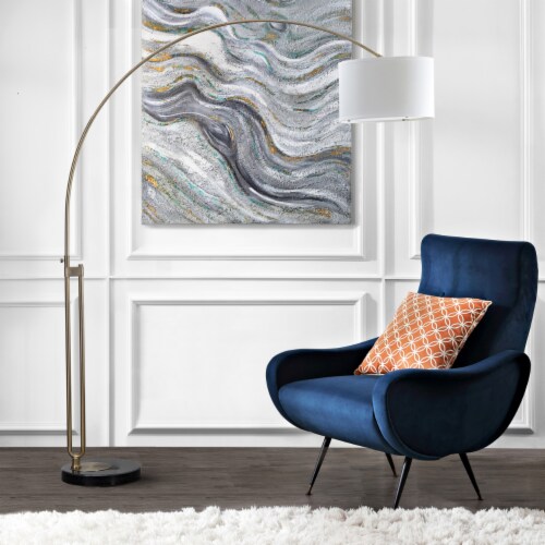 SAFAVIEH Polaris Arc Floor Lamp | Chrome | Perspective: right