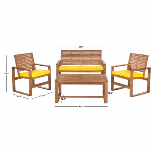 Safavieh Ozark Wood 4 Piece Set in Brown and Yellow Perspective: right