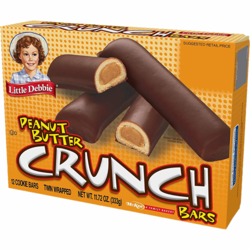 Little Debbie Peanut Butter Crunch Bars, 6 Boxes, 72 Twin Wrapped Crunchy PB Snacks Perspective: right