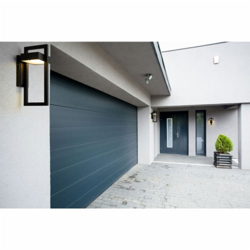 Z-Lite 566M-BK-LED Luttrel 15-Inch Modern Outdoor Metal Sconce Wall Light, Black Perspective: right