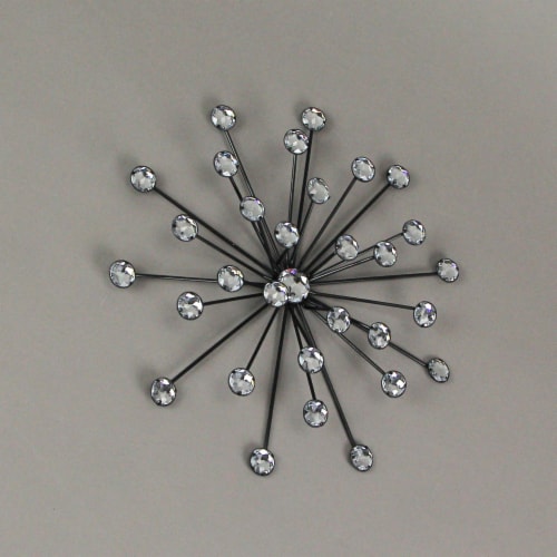 Jeweled 3D Black Bursting Star Wall Sculpture Set of 3 - Black Perspective: right