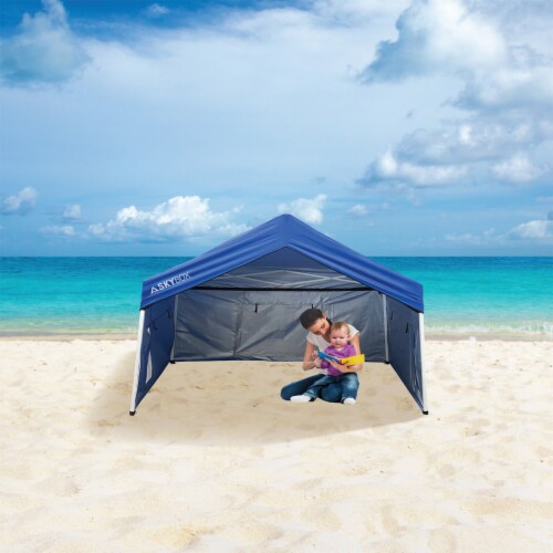 Caravan Canopy Skybox 3.2' x 6.5' Instant Multipurpose Steel Sport Shelter, Blue Perspective: right