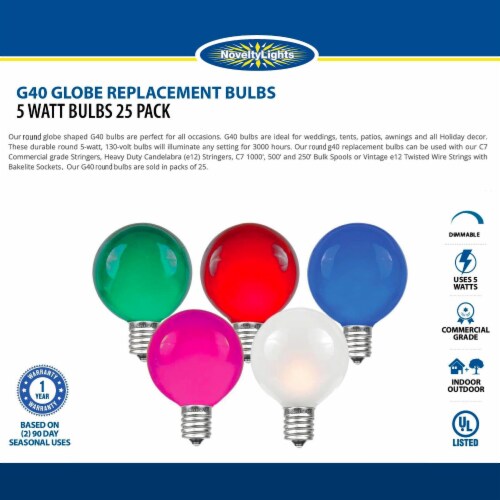 25 Pack G40 Outdoor Patio Globe Replacement Bulbs Yellow C7 E12 Base 25 Count Pack of 1 Pick n Save