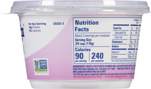 Fage Total Plain 0% Milkfat Nonfat Greek Yogurt Tub Perspective: right