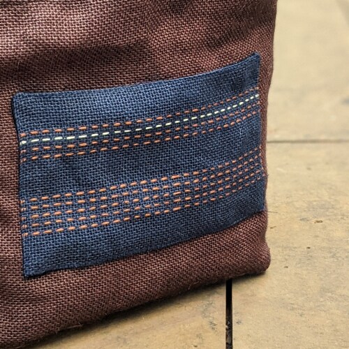 BISHESH Organic Reversible Cotton-lined Small Tote Bag with Two Pockets Perspective: right