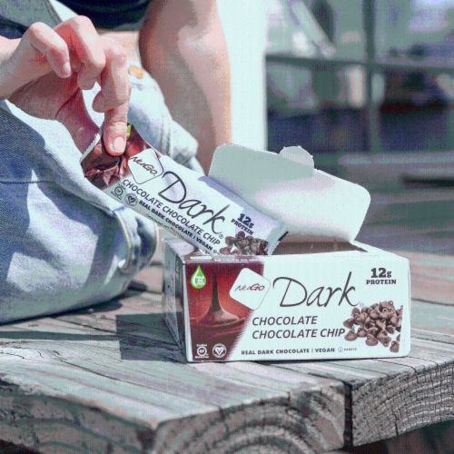 NuGo® Dark® Chocolate Chocolate Chip Gluten Free Vegan Protein Bars Perspective: right