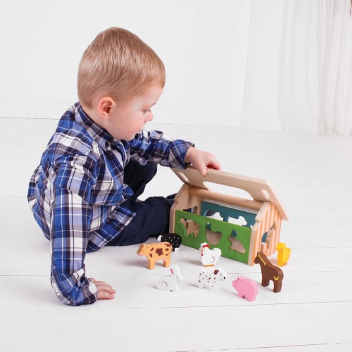 BigJigs Toys Baby Bigjigs Farm House Sorter (BJTBB108) Perspective: right