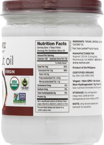 Nutiva® Organic Virgin Coconut Oil Perspective: right